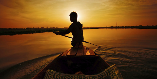 På floden i Cambodja